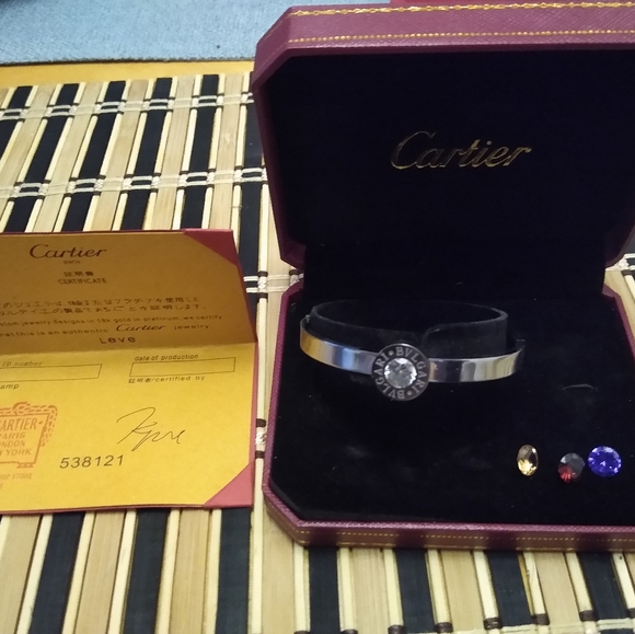 Cartier Love Diamond Bracelet in 18K Rose Gold/Ceramic on a  Cartier friendship bracelet